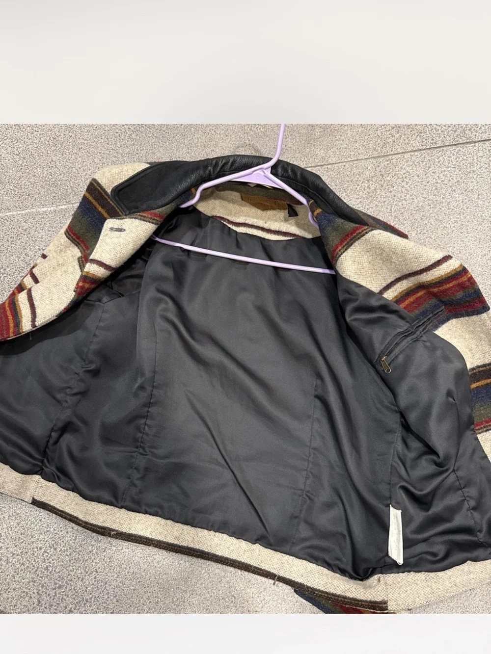 Vintage 80s Woolrich Striped Pea Coat Aztec Western Medium